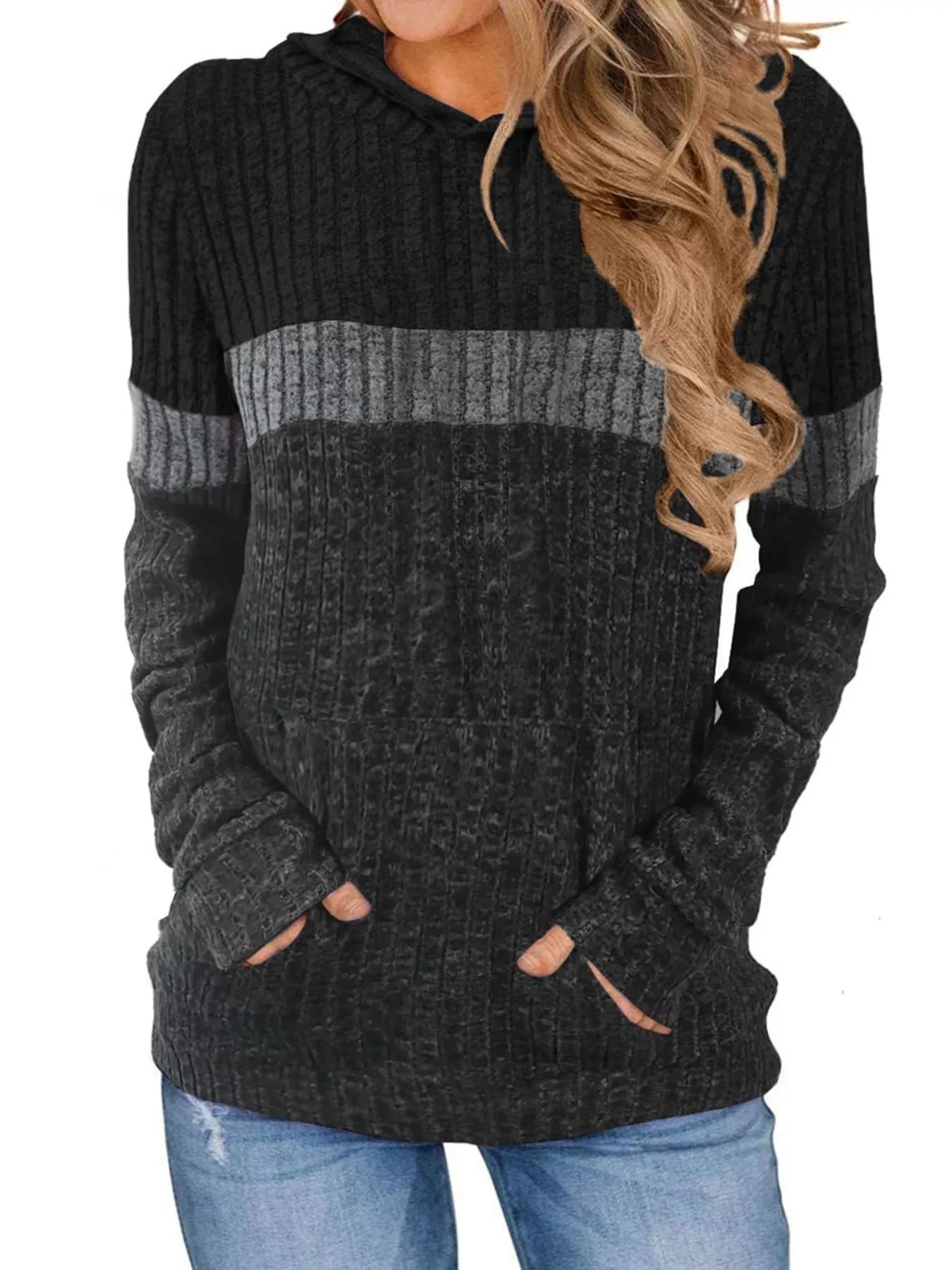 Mary - Chic Ribbed Colour-Block Jacket