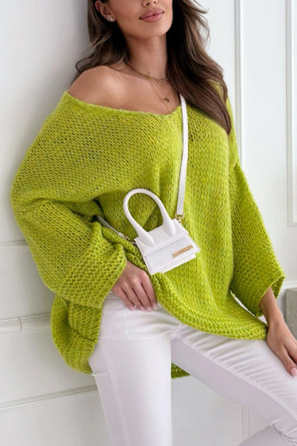Gia - Chic loose V-neck casual knitted sweater