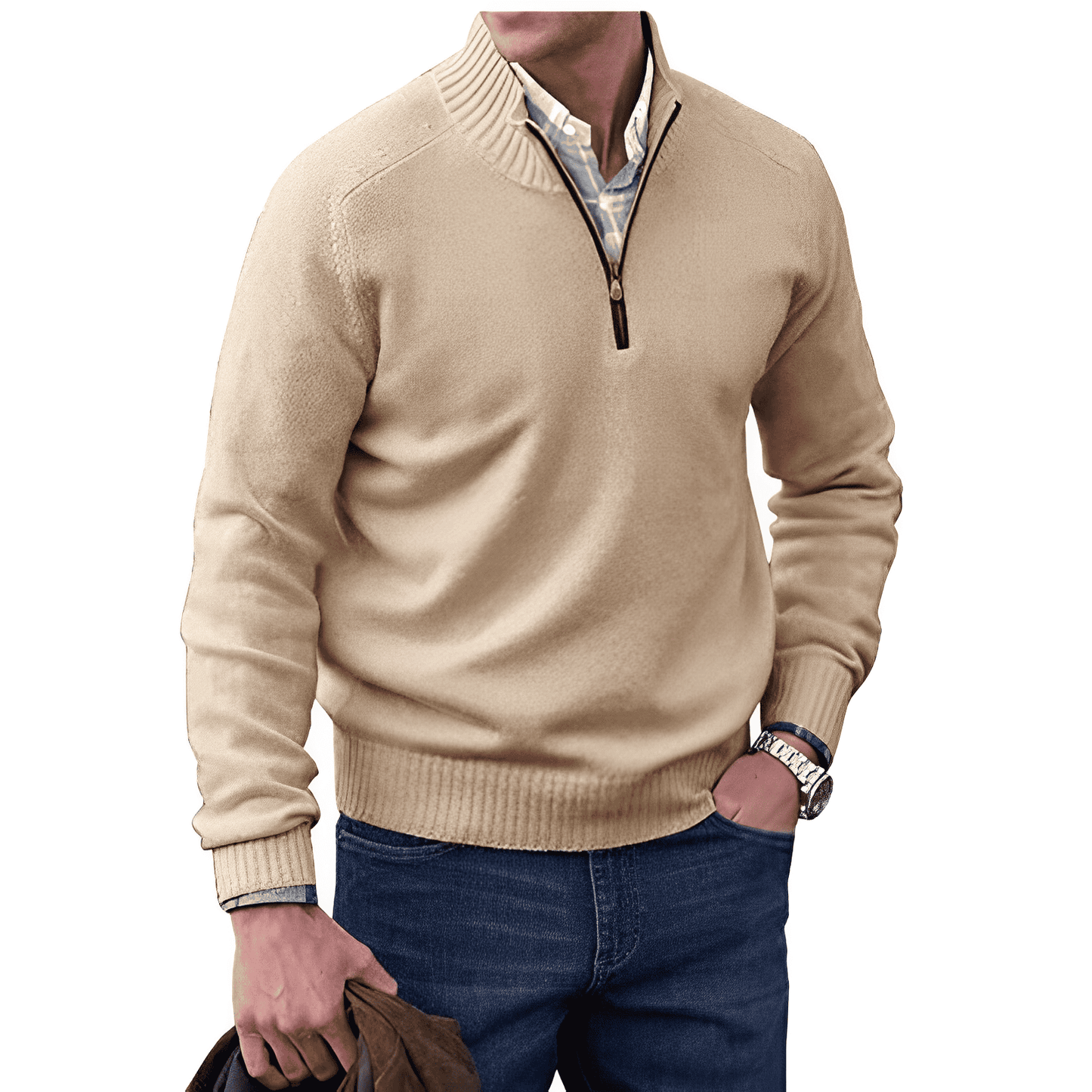 Owen | Stylish Men's Winter Jumper with Modern Zip Detail | Comfortable, Versatile Fit