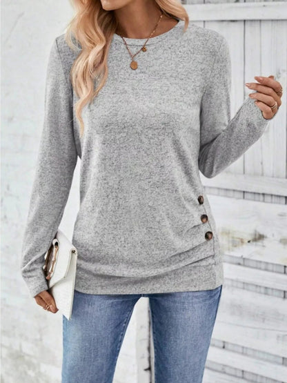 Verline - Casual button long sleeve sweatshirt