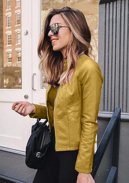 Women's Lightweight Moto Jacket | Faux Leather, Slim Fit