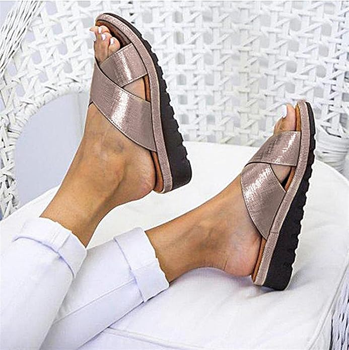 Women's Summer Slip-On Sandals | Criss-Cross, Open Toe