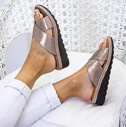 Women's Summer Slip-On Sandals | Criss-Cross, Open Toe