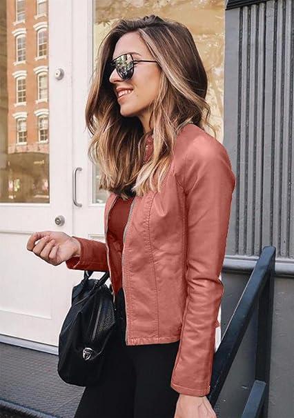 Women's Lightweight Moto Jacket | Faux Leather, Slim Fit