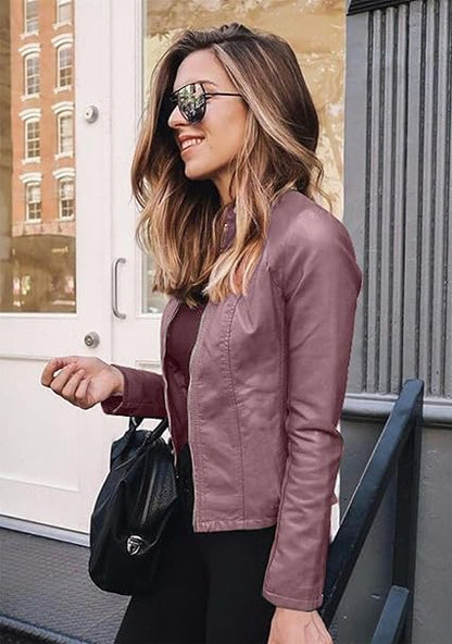 Women's Lightweight Moto Jacket | Faux Leather, Slim Fit