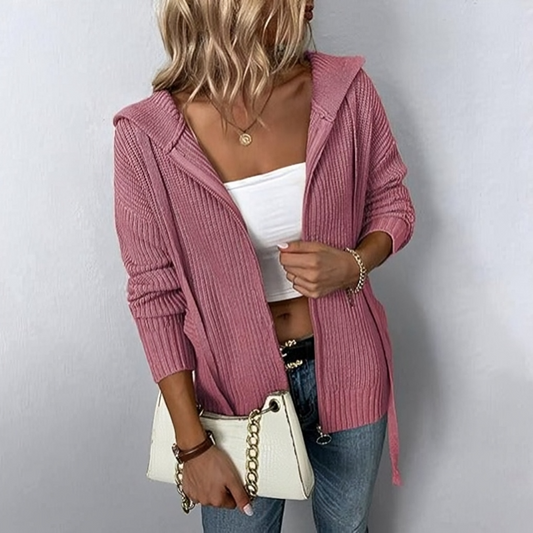 Mailen - Casual knitted cardigan with zip and hood
