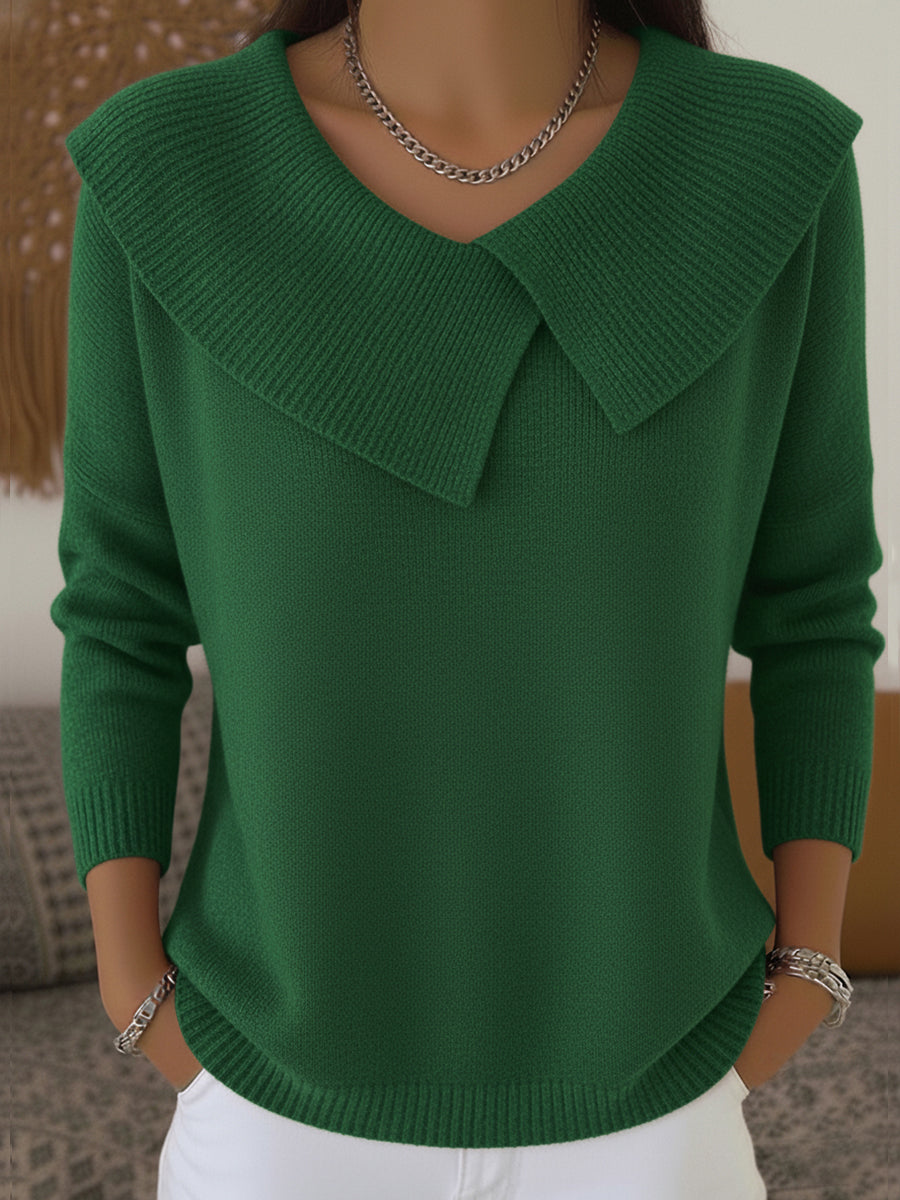 Jannessa - Elegant stylish collar knitted sweater