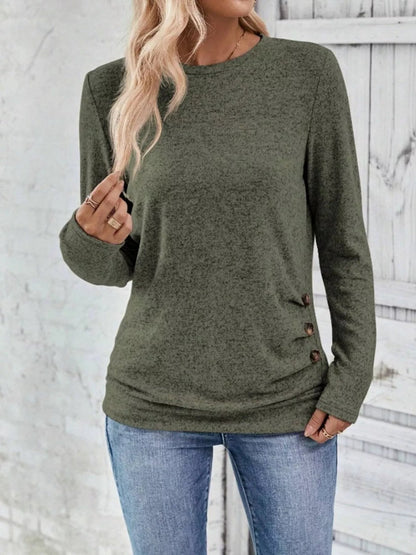 Verline - Casual button long sleeve sweatshirt
