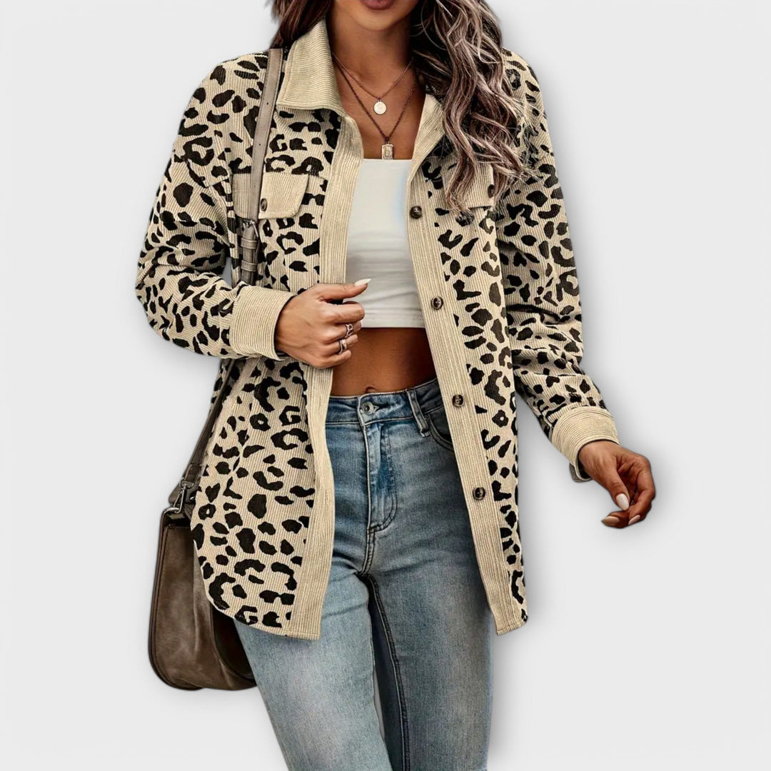 Melannie - Versatile & Elegant Leopard Button Jacket