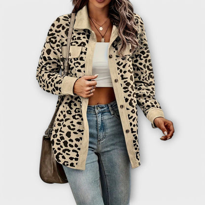Melannie - Versatile & Elegant Leopard Button Jacket