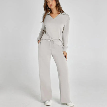 Rosella - Casual loosewarm V-neck sweater and pants set