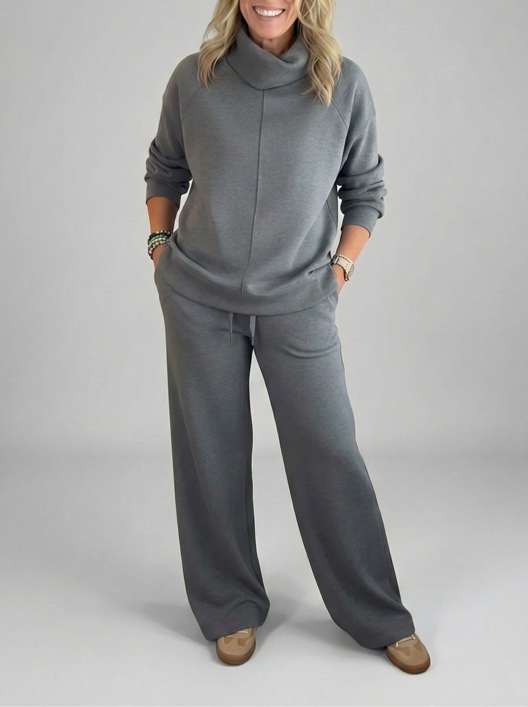 Jaidda - Elegant knitted tutleneck and pants set