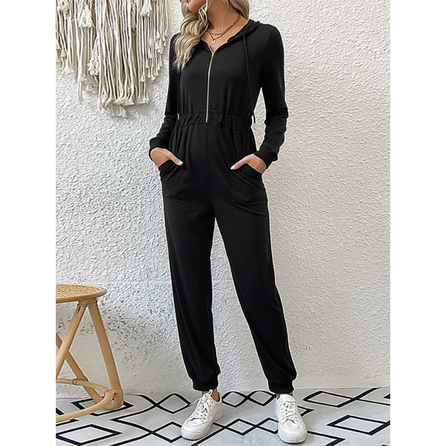 Veronique - Casual long-sleeve jumpsuit with zip and hood
