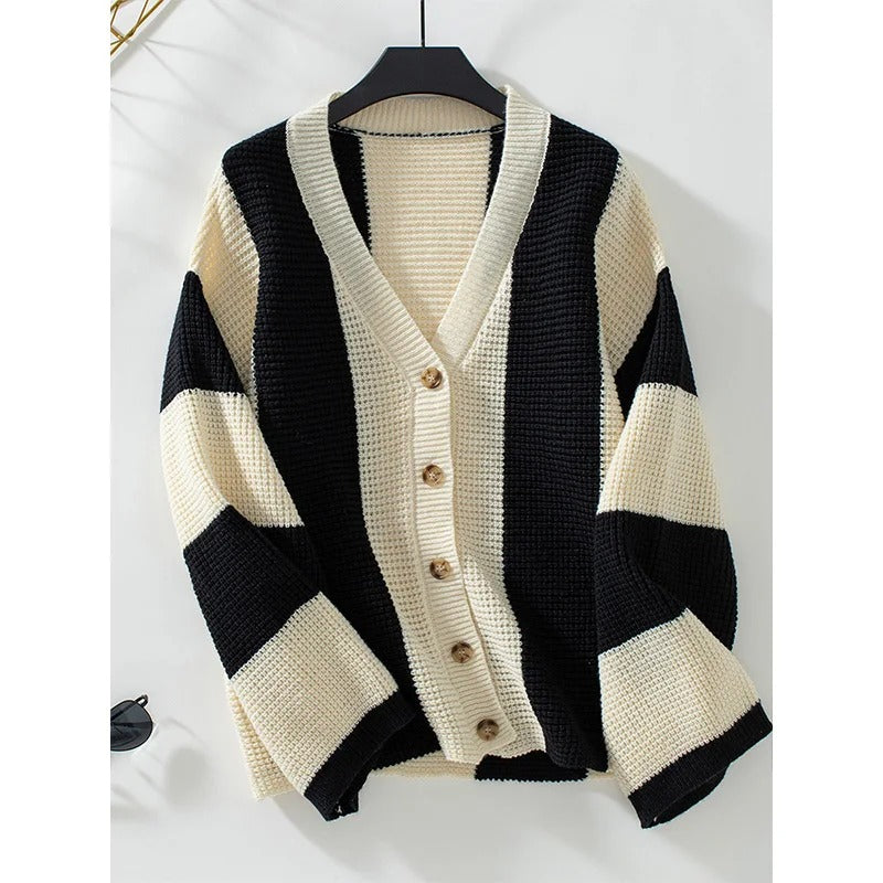 Brittney - Elegant stripe knitted cardigan
