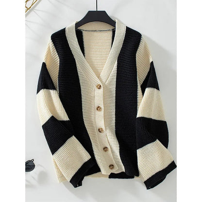 Brittney - Elegant stripe knitted cardigan