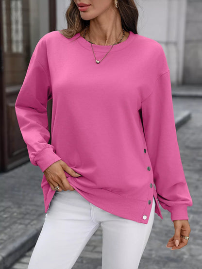 Zabina - Casual Loose Sweater with Side Buttons for Women