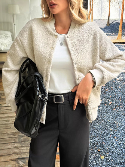 Cecille - Elegant Warm Fleece Jacket with Snap Buttons