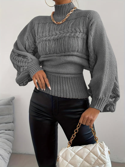 Vylette - Elegant stylish knitted loose long sleeve sweater
