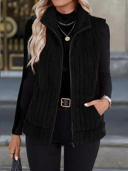 Cassidy - Stylish fleece zip-up vest coat