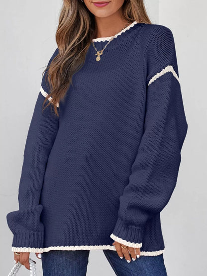 Cailin - Casual Long-Sleeve Jumper with Contrast Trim