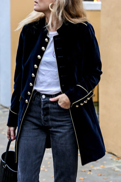 Della - Elegant cozy velvet double dreasted coat