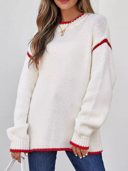 Cailin - Casual Long-Sleeve Jumper with Contrast Trim