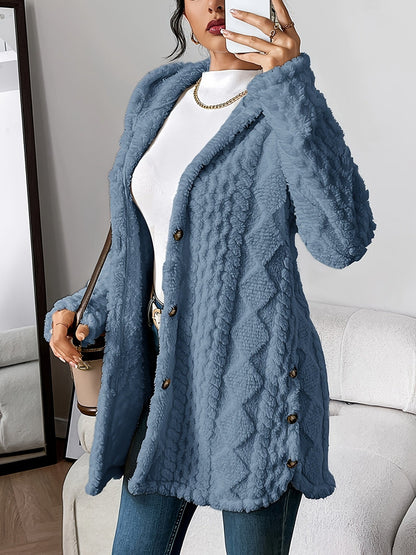 Avery - Cozy plush warm hooded long cardigan