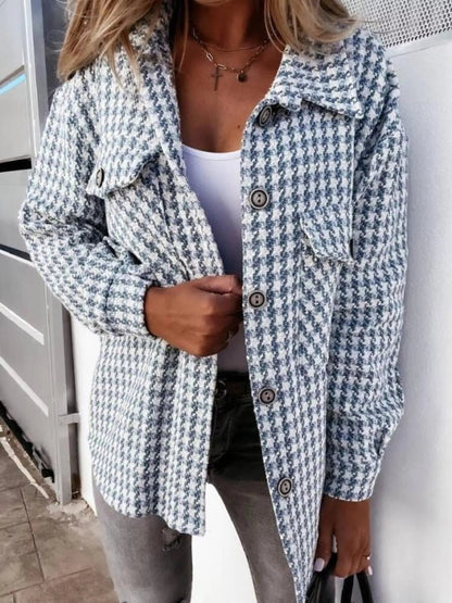 Evie - Stylish houndstooth button jacket