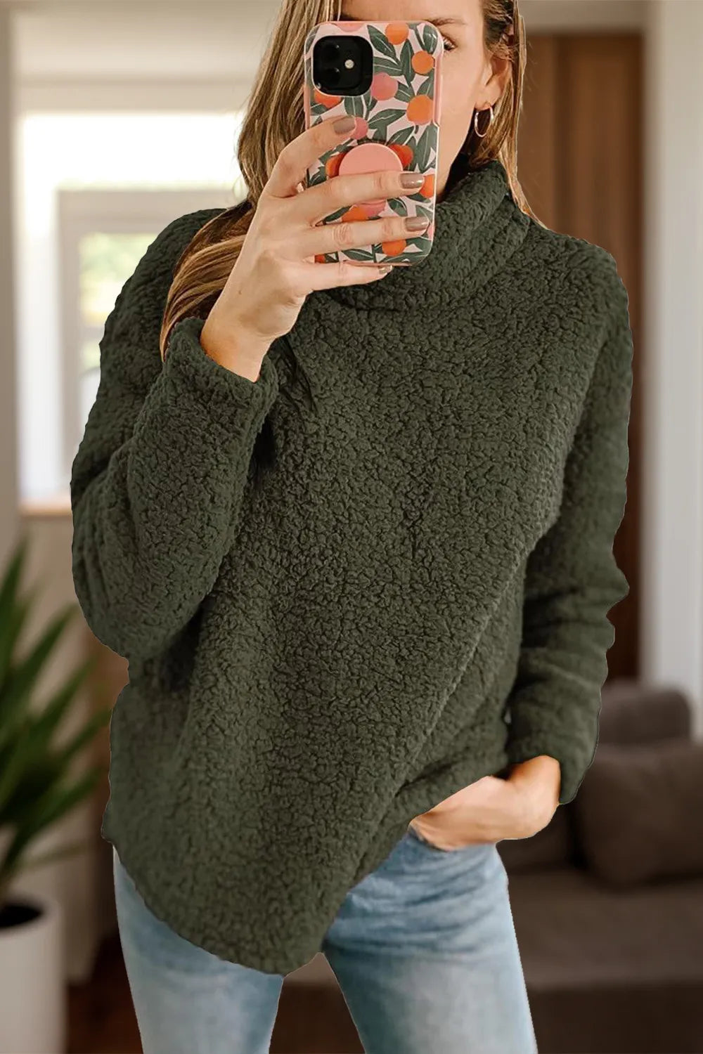 Dianna - Fuzzy turtleneck long sleeve warm sweater