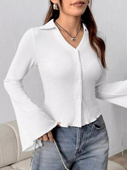 Velina - Elegant Long-Sleeve Blouse with Buttons