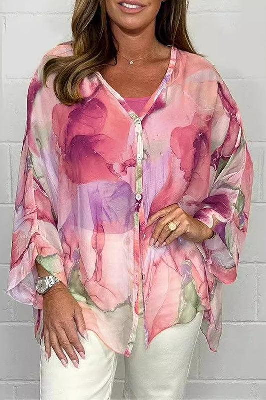 Zia - Colourful loose-fit long-sleeve blouse