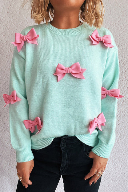 Frida - Stylish bow-knot round neck knitted sweater