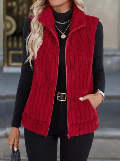 Cassidy - Stylish fleece zip-up vest coat