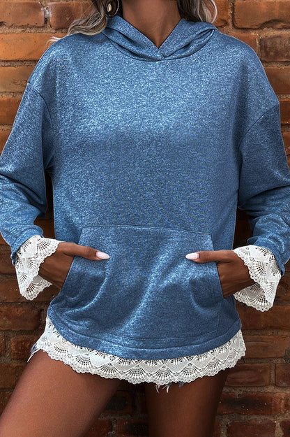 Gwenna - Cozy lace-trimmed hooded sweatshirt
