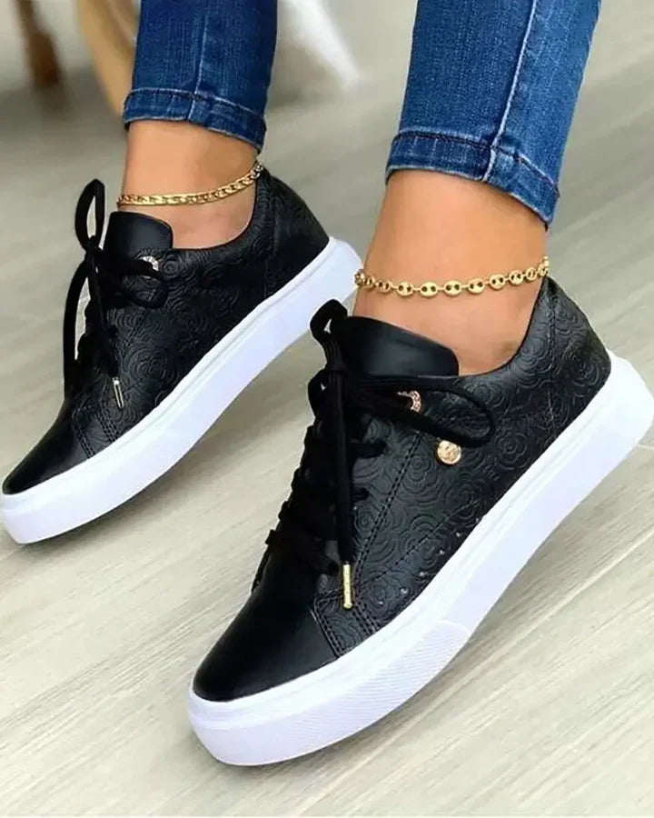 Eleanor Luxe Sneakers | Trendy Footwear with Gold Accents | Stylish, Comfortable, Durable