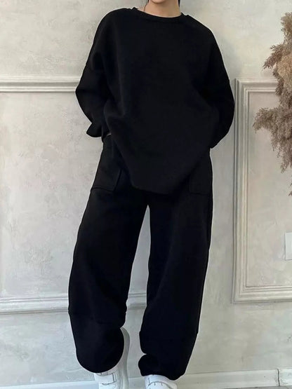 Generosa - Oversized loose warm sweater and pants set