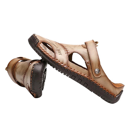 Men’s Summer Leather Sandals | Open-Toe, Hand-Stitched
