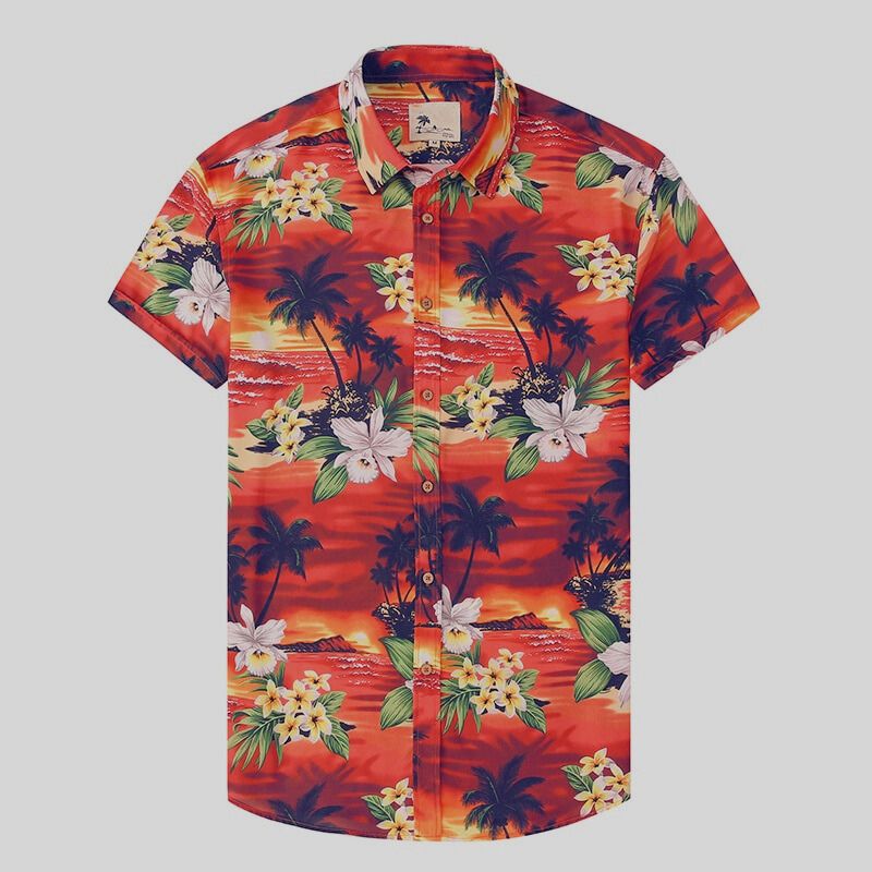 Liam | Trendy Tropical Print Short-Sleeve Shirt for Men | Lightweight, Breathable, Stylish