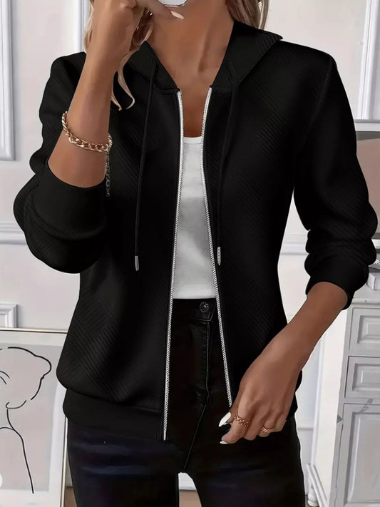 Daira - Casual Knitted Cardigan with Zip and Adjustable Hood