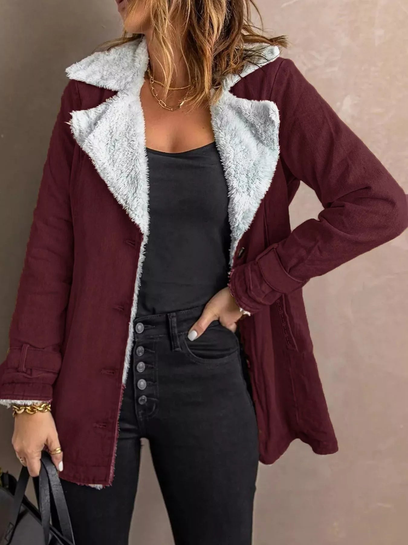 Jaycie - Stylish fleeced lined loose warm jacket