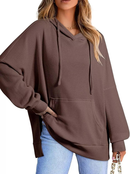 Cianna - Oversized drawstring side slit hoodie