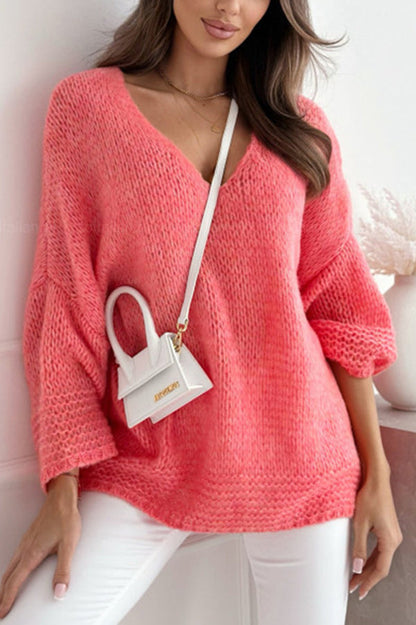 Gia - Chic loose V-neck casual knitted sweater