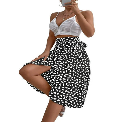 Women's Summer Midi Skirt | Wrap Style, Leopard Print