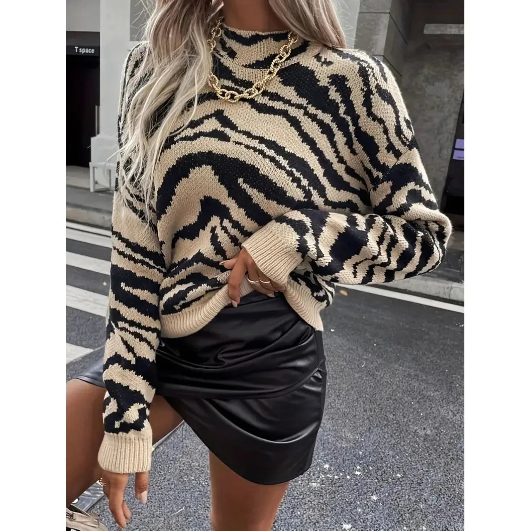 Kadence - Stylish zebra print warm sweater
