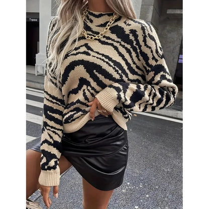 Kadence - Stylish zebra print warm sweater
