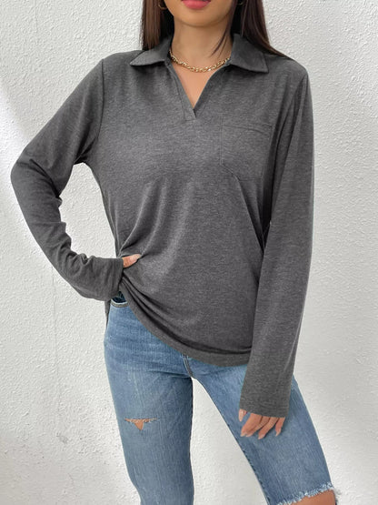 Aurelia - Casual long sleeve polo sweatshirt