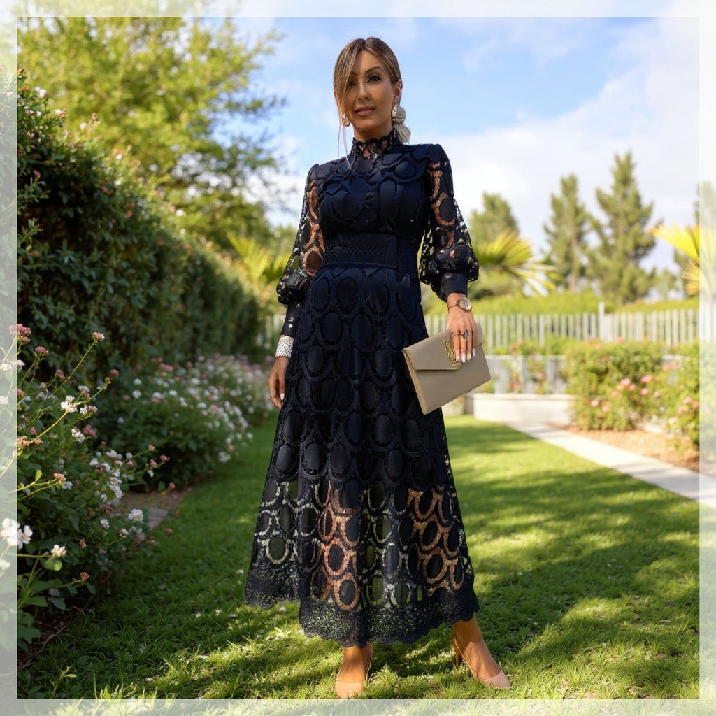 Women's Wedding Guest Midi Dress | Crochet Lace, Long Sleeve Caitlin-Dublin Women's Wedding Guest Midi Dress | Crochet Lace, Long Sleeve Caitlin-Dublin