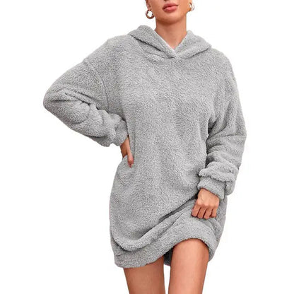 Ria - Stylish warm fleece dress with hood