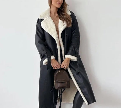 Yashila - Elegant fleece lining warm long trench coat