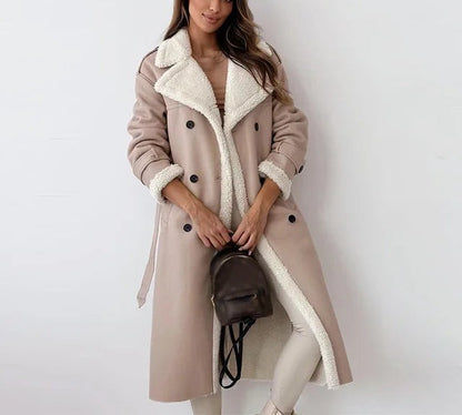 Yashila - Elegant fleece lining warm long trench coat